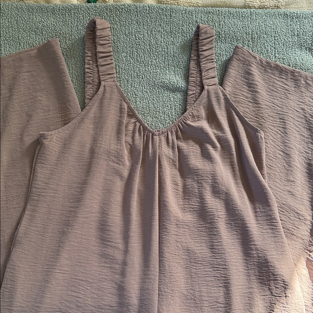 Sleeveless Ruched Strap JUMPSUIT- Mauve